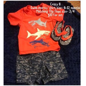 Swim Shorts/ Shirt with matching flip flops